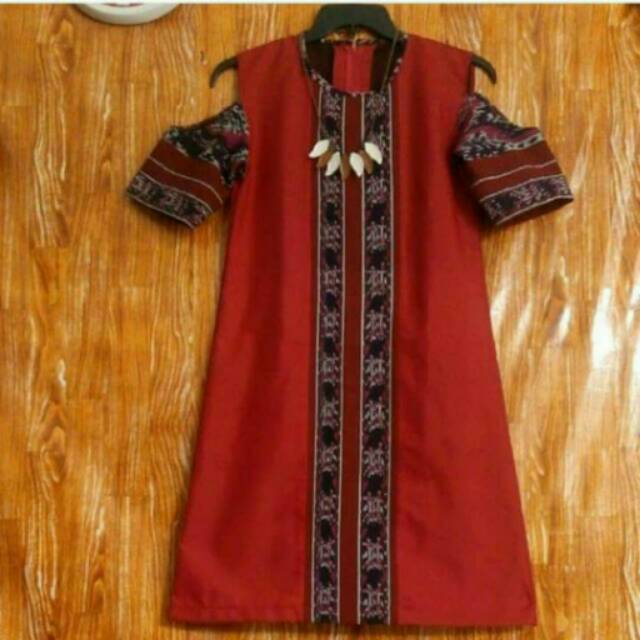 Dress tenun kombinasi