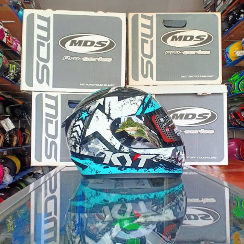 HELM KYT R10 SERI 3 BLAK/BLUE AQUA BLUE ORIGINAL