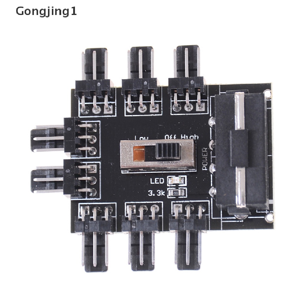 Gongjing1 Hub Power Adapter Splitter IDE Molex 1 Ke 8 Arah 3-Pin Untuk Kipas Pendingin PC