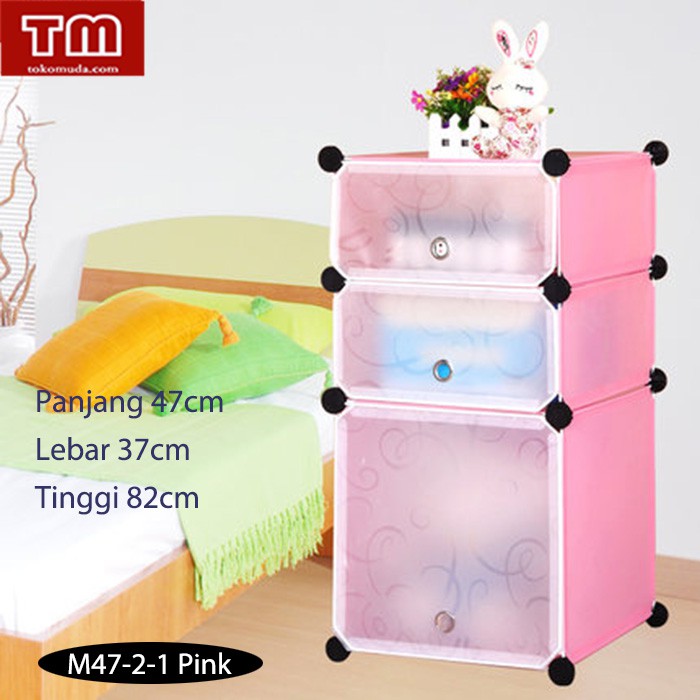 Cabinet Baju Sepatu Rak DIY Plastik Margic Wardrobe M47-2-1