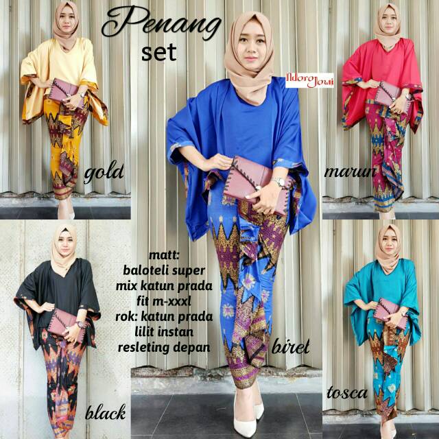 Terusan batik dan kebaya modern / Terusan Penang set