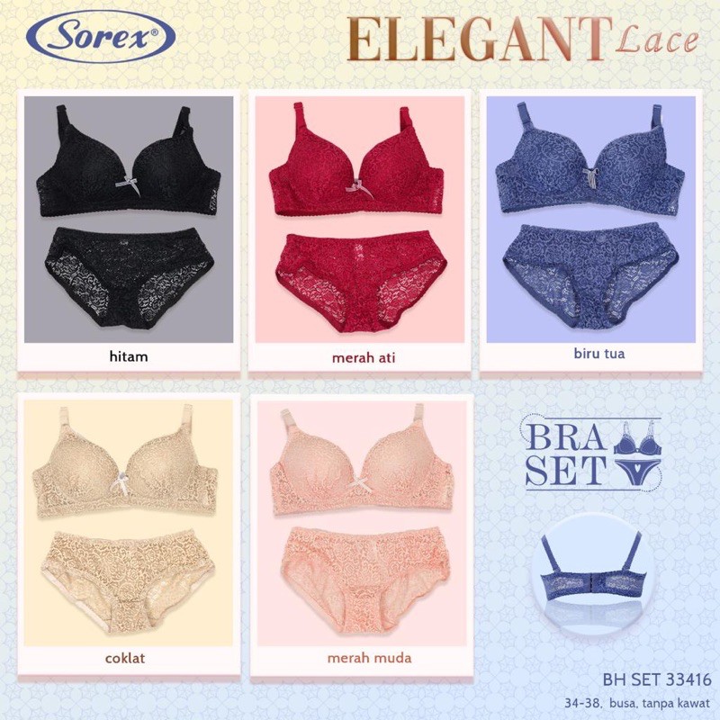 BRA SET TIDAK KAWAT SOREX 33416 dan BRA SET KAWAT 34206 SETELAN BH &amp; CD RENDA ELEGANT COCOK UNTUK SESERAHAN