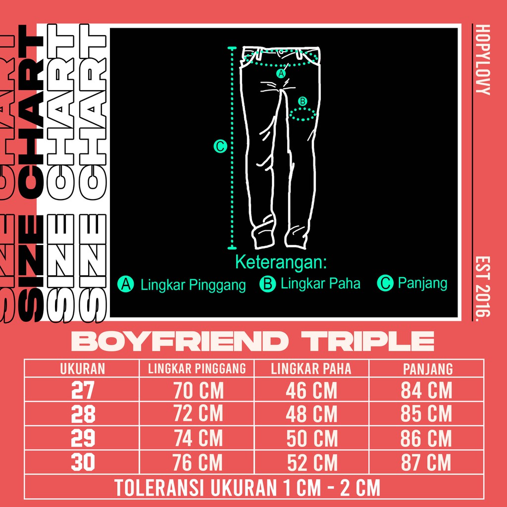 HOPYLOVY Triple Ripped Jeans Boyfriend