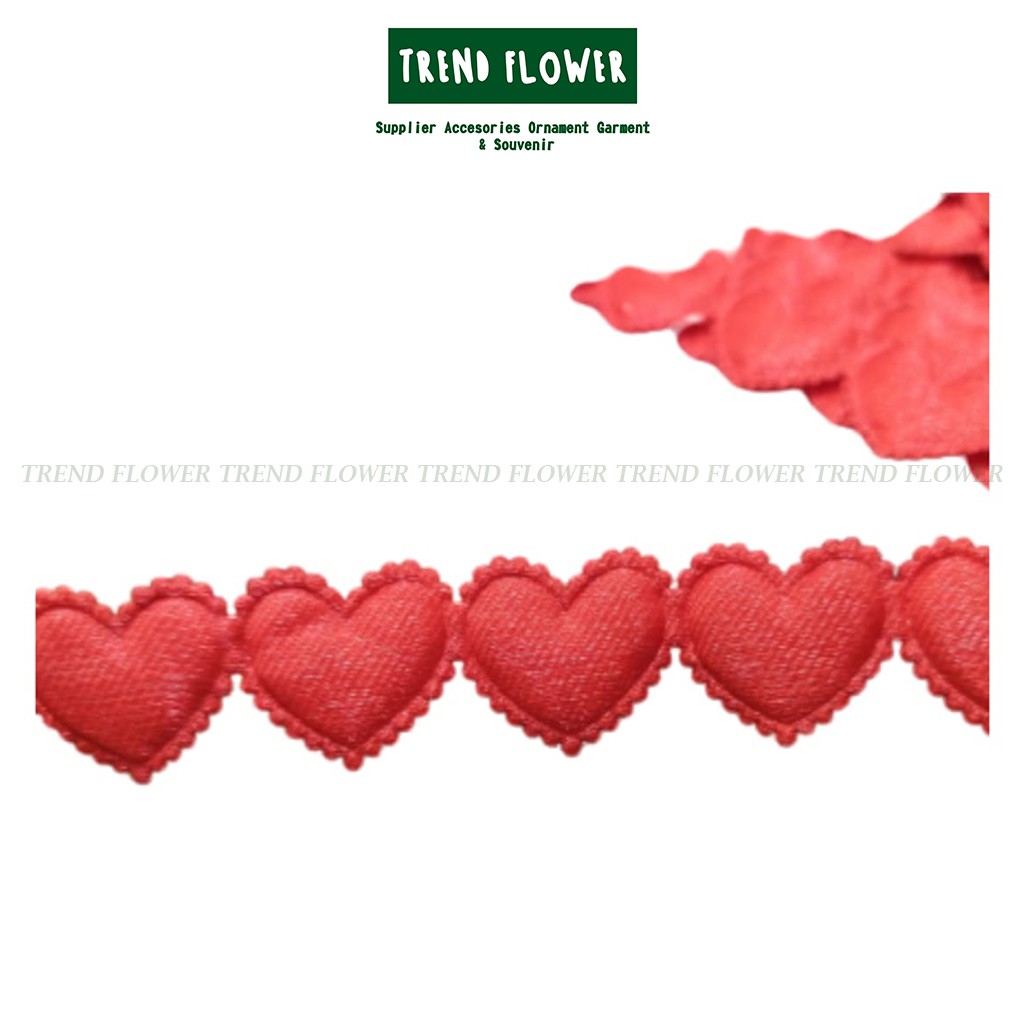 RENDA HATI warna warni lebar 3cm per roll bahan satin bukan renda rajut bordir untuk mukena