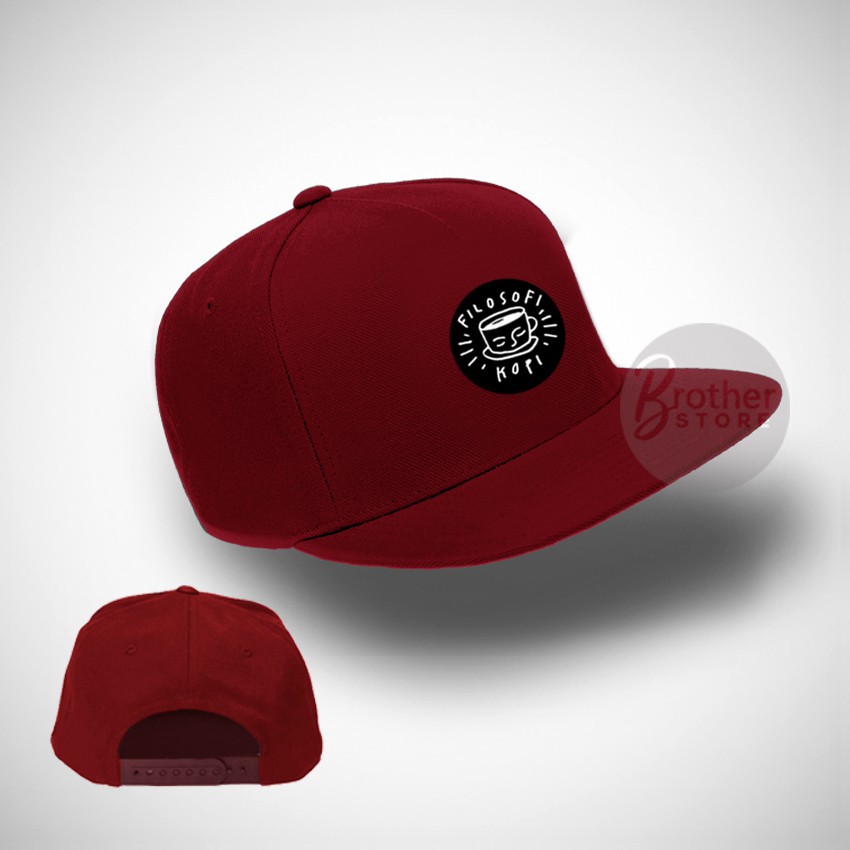 Topi Snabback Filosofi Kopi Circel  White -  Premium