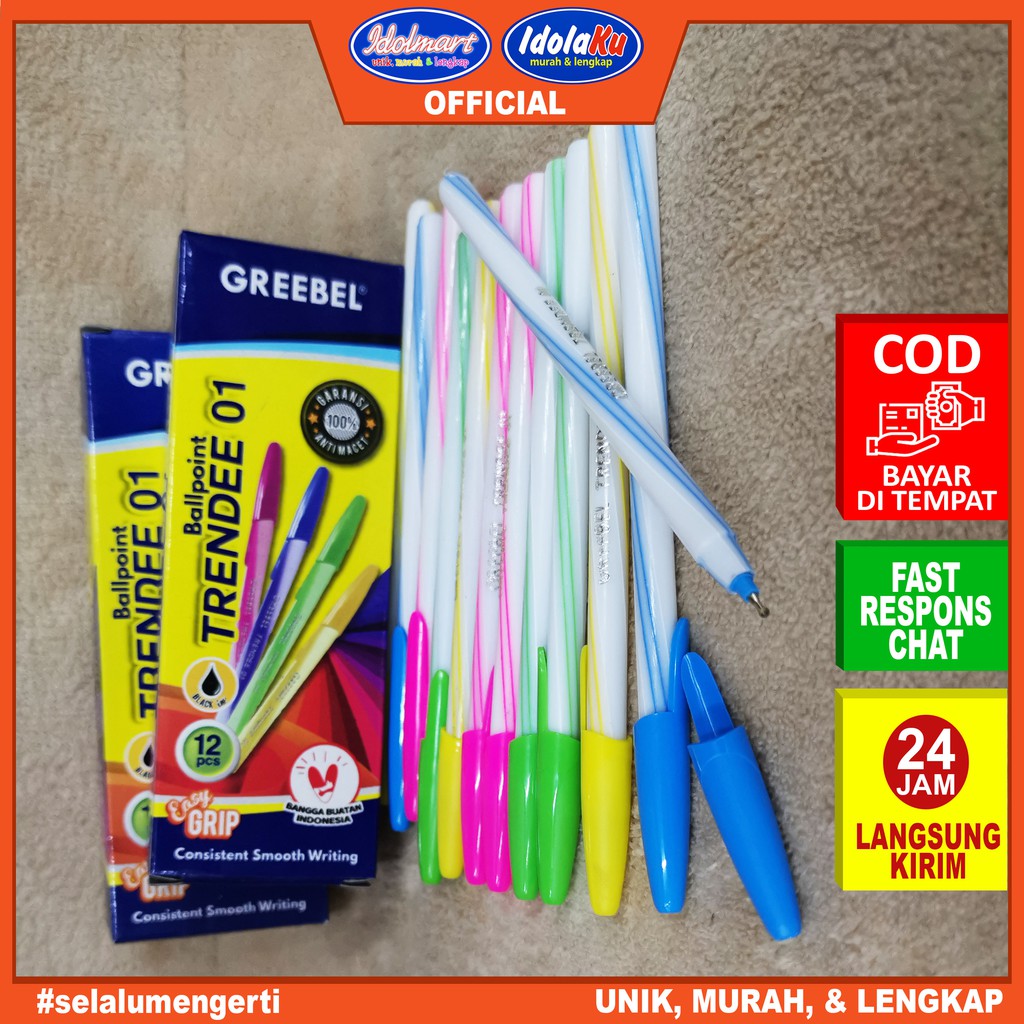 

IDOLMART Pulpen Greebel Trendee 01 Hitam isi 12pcs Karawang
