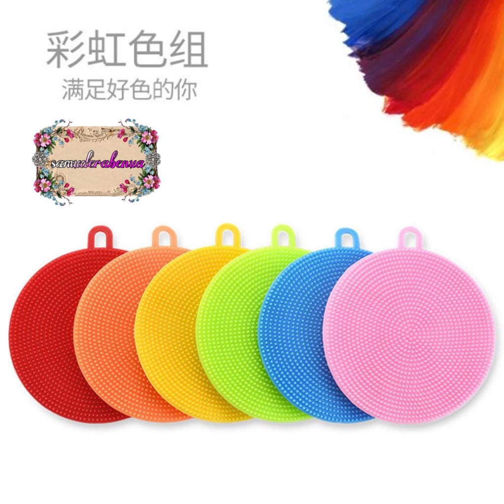 RT04 SPONS SPONGE SPON PENCUCI PIRING BULAT SILIKON SILICONE BRUSH SERBAGUNA FOOD GRADE SB2964