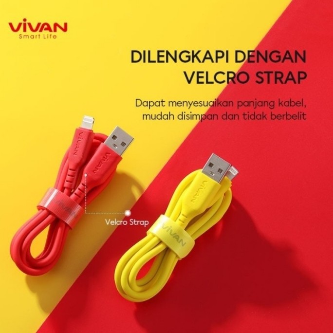 kabel data iPhone Vivan VSL100 Quick Charge KUNING-MERAH