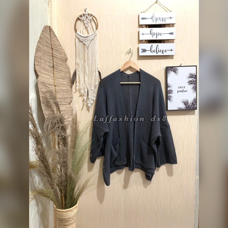 KARDIGAN OVERSIZE | OVERSIZE PREMIUM | CARDY OVERSIZE | KARDIGAN TEBAL-Abu Tua