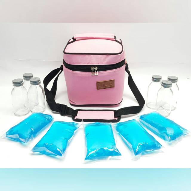 C65 Paket Hemat Tas Asi + 6 botol + 5 blue ice gel Vero S1 / Tas Perlengkapan Asi Asip