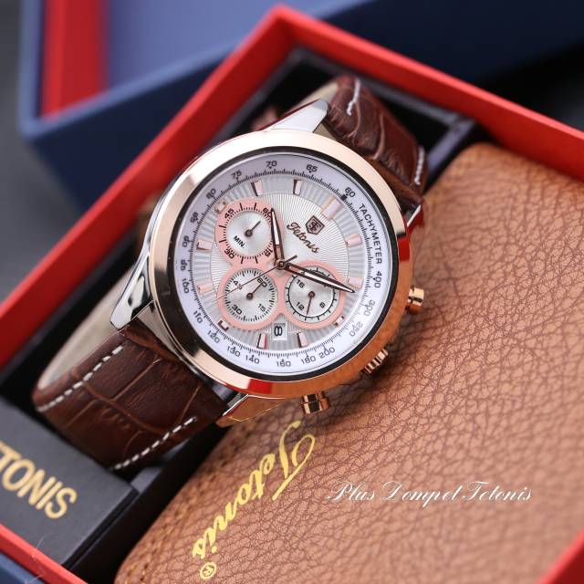 Jam Tangan Pria Tetonis Original Bonus Dompet Kulit