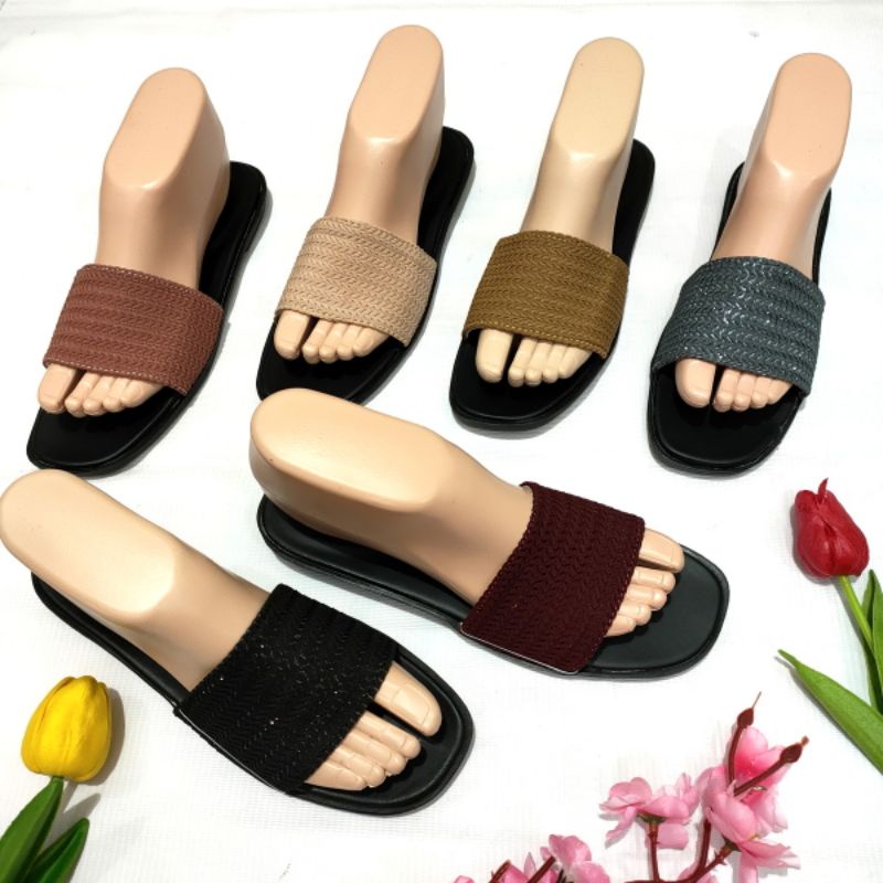 sandal wanita murah Felonie WB Selop Rajut halus Import terbaru turki