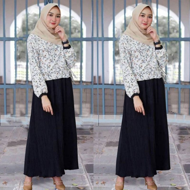 Baju Setelan Wanita Fashion Muslim Kekinian Terbaru 2021  rok  Syari Termurah