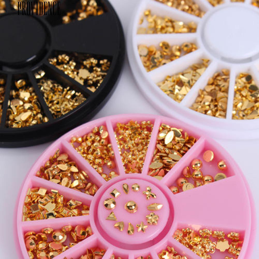 [Bayar Di Tempat] 1 Roda Campuran 12 Bentuk 3D Nail Studs Art Dekorasi DIY Dekorasi Manicure Alat