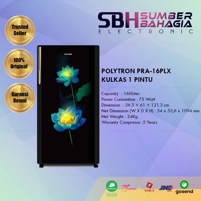 POLYTRON PRA-16PLX KULKAS 1 PINTU (NEW) (KHUSUS BANDUNG)