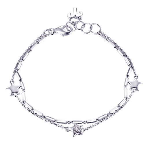 Gelang Desain Pentagram Bahan Stainless Steel Warna Silver Gaya Korea Untuk Wanita