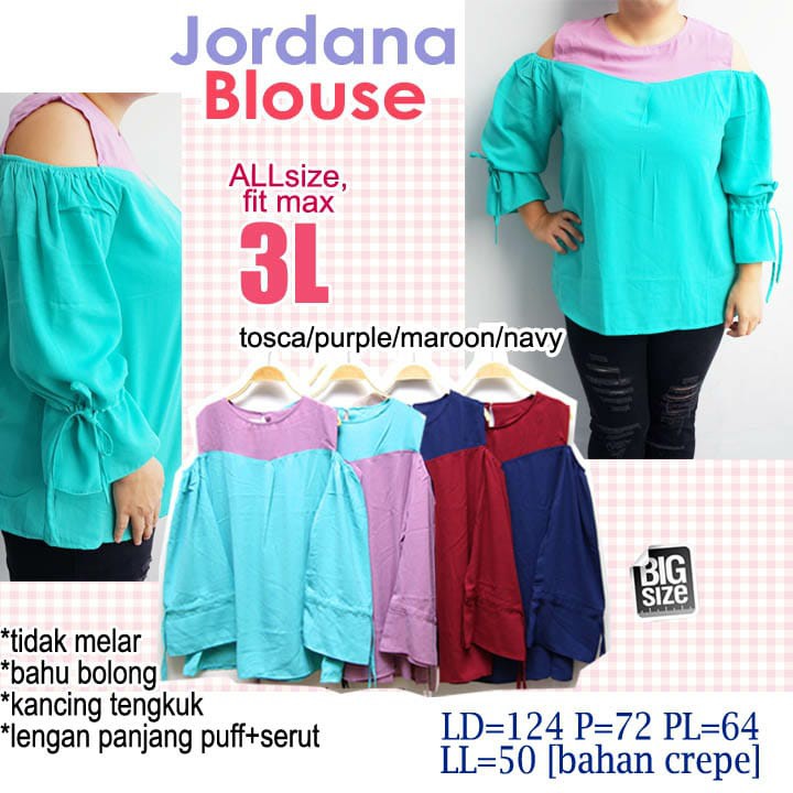 BLUS JUMBO XXXL Jordana blouse , atasan jumbo wanita, atasan bigsize wanita, blus jumbo wanita