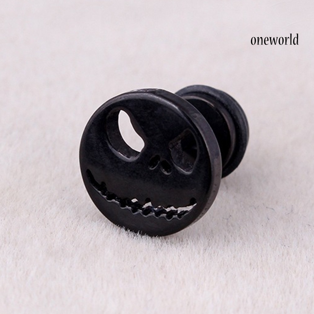 OW@ 1Pc Men Women Halloween Skull Titanium Steel Ear Stud Earrings Piercing Jewelry