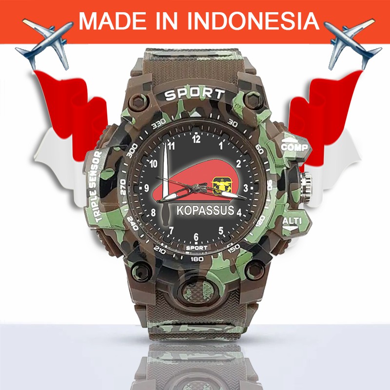 {Istimewa} Jam Tangan BARET MERAH KOPASUS -Coklat Army Water Resistant