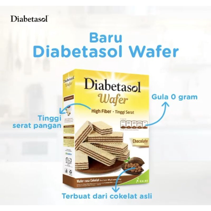 

Diabetasol Wafer Cokelat 100gr Snack Rasa Coklat untuk Diabetes