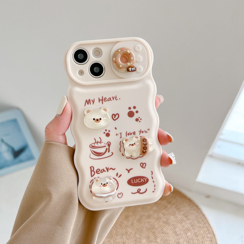 Soft Case Pelindung Kamera Motif Boneka Roti Donat Beruang Untuk IPhone 11 12 13 14 Pro Max