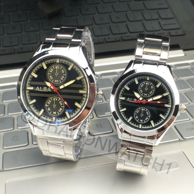 ［Ready Stock］Jam tangan fashion rantai couple mural kaca biru   S1128