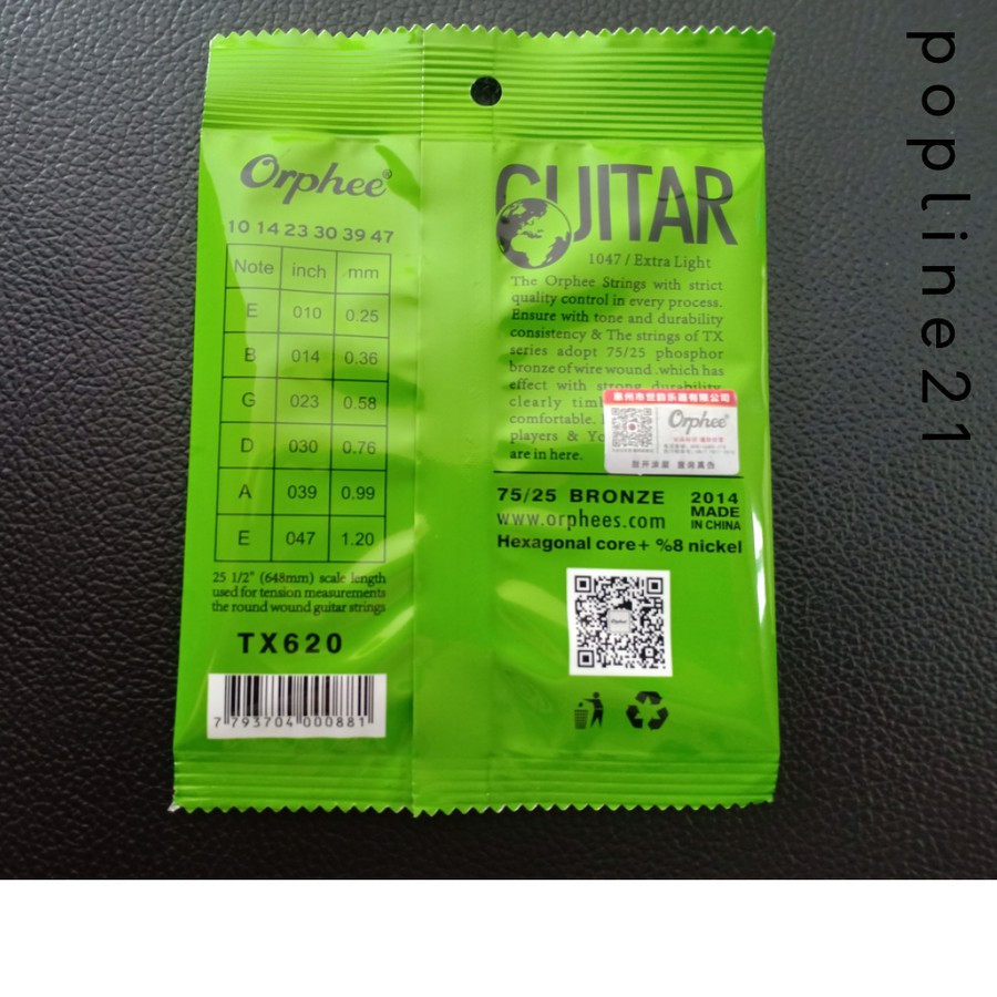 Senar gitar akustik ORPHEE TX620 /Acoustic Guitar Strings Orphee 10-47