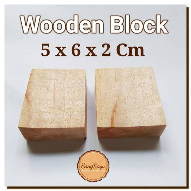 Wooden block / board 5x6x2 Cm Potongan / papan kayu bahan craft dekor