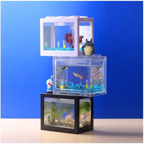 Akuarium Mini Soliter Solitare Ikan Cupang Akrilik Aquarium Mini Acrylic 12x8x10.5 cm - Black