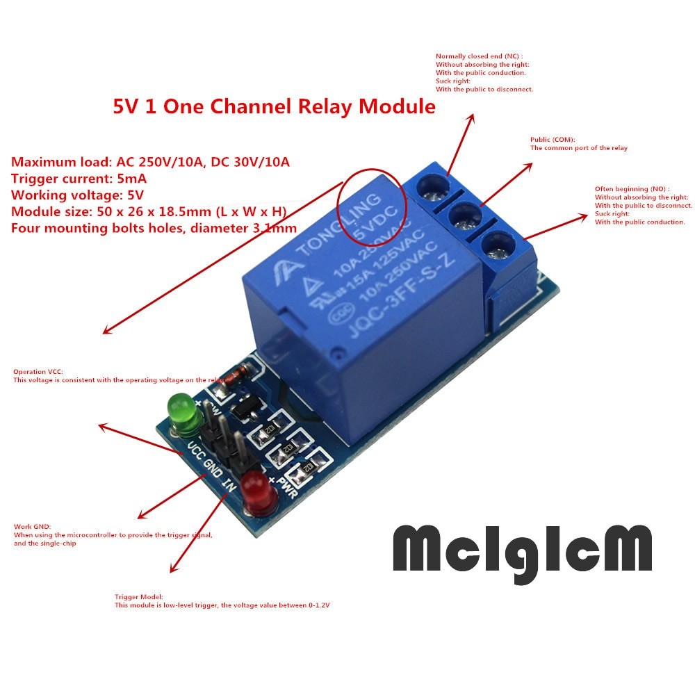 RELAY 5V 1 CHANNEL ACTIVE HIGH / ACTIVE LOW