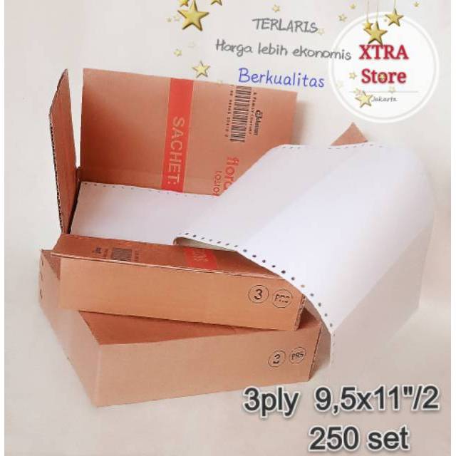 

ECER Kertas Continuous form 3ply isi 250 sets 9.5x11"dibagi 2