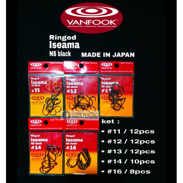 ( COD ) Mata Pancing Vanfook Hook Ringed Iseama NS black Size : #11, #12, #13, #14 & #16