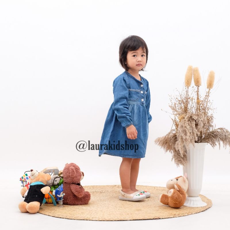 Dress Anak Perempuan / Dres Anak Perempuan / Dress Jeans anak JOLY By Laurakids 1-4 Tahun