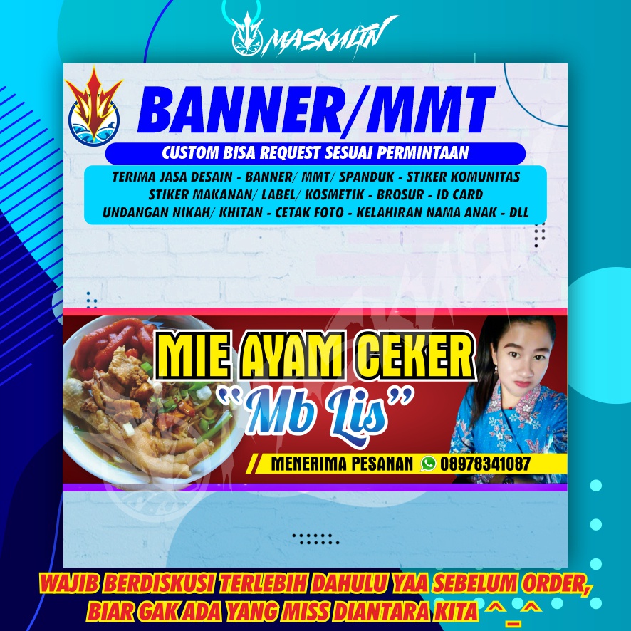 Banner MMT Spanduk Mie Ayam Bakso ceker custom menerima pesanan