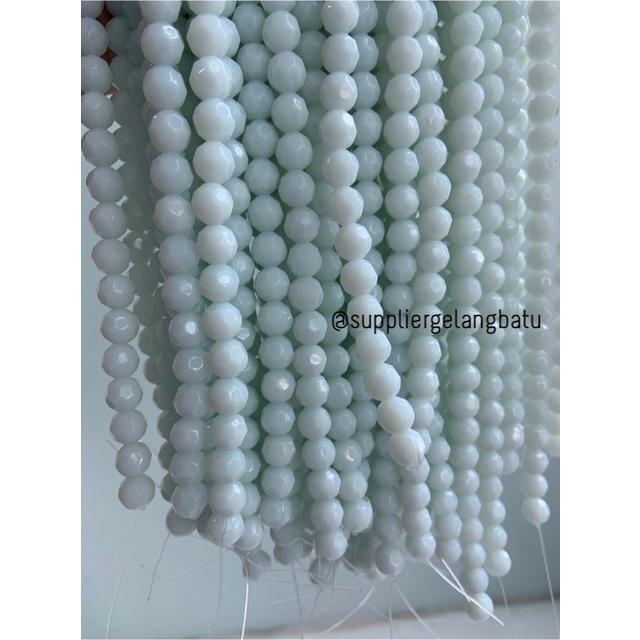 kristal bola dunia cutting 8mm PUTIH SUSU ceko bulat craft white onyx