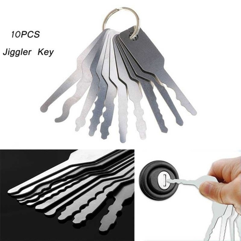 Sun 10 Pcs Kunci Jiggler Bahan Stainless Steel Untuk Reparasi Mobil