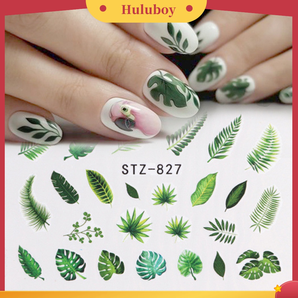 Huluboy Huluboy♡ Stiker Kuku 3D Motif Daun / Bunga Mawar / Hewan Untuk Dekorasi Manicure / Nail Art DIY