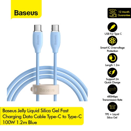 BASEUS kabel data 100 Watt Silica Gel Fast Charging Data Cable C to C 1,2m CAGD03