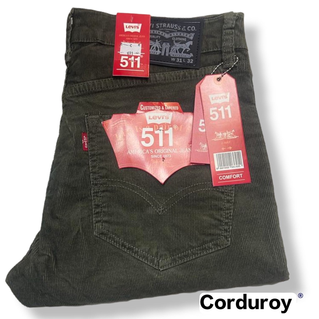 305 CDR HIJAU ARMY Celana Panjang Jeans Corduray Denim Pria - Celana codoray Bottom Man Long Pants