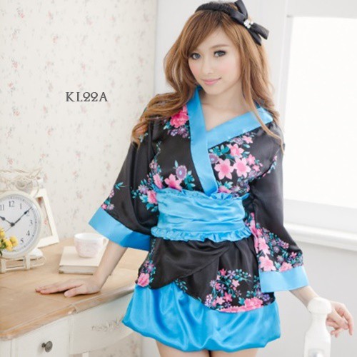 [PRODUK FAVORIT] BAJU TIDUR KIMONO PIYAMA KIMONO WANITA LINGERIE KIMONO MOTIF BIRU KL22A