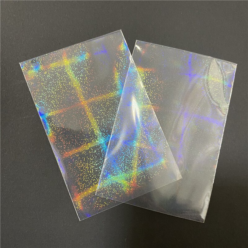 50pcs Laser Square Lines Card Sleeves Card Protector Flashing Film for KPOP Photocard Game Cards Acid-free Inner Sleeves