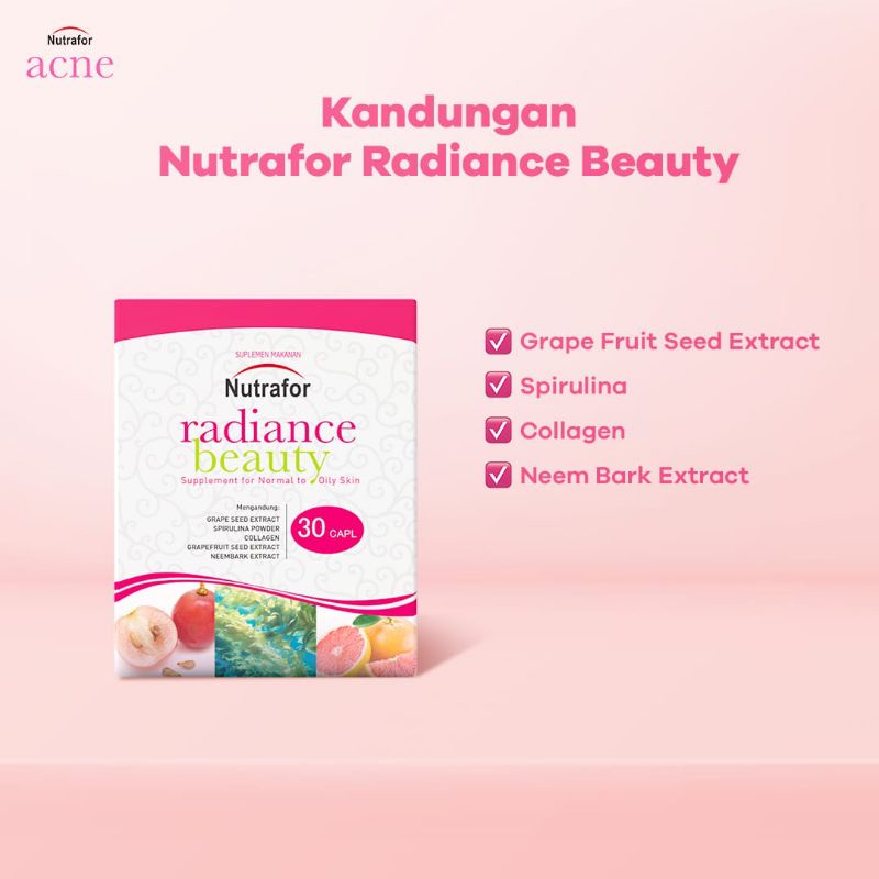 NUTRAFOR RADIANCE BEAUTY/SUPLEMEN JERAWAT/MENGHILANGKAN JERAWAT/SUPLEMEN KULIT BERMINYAK/MENGHILANGK