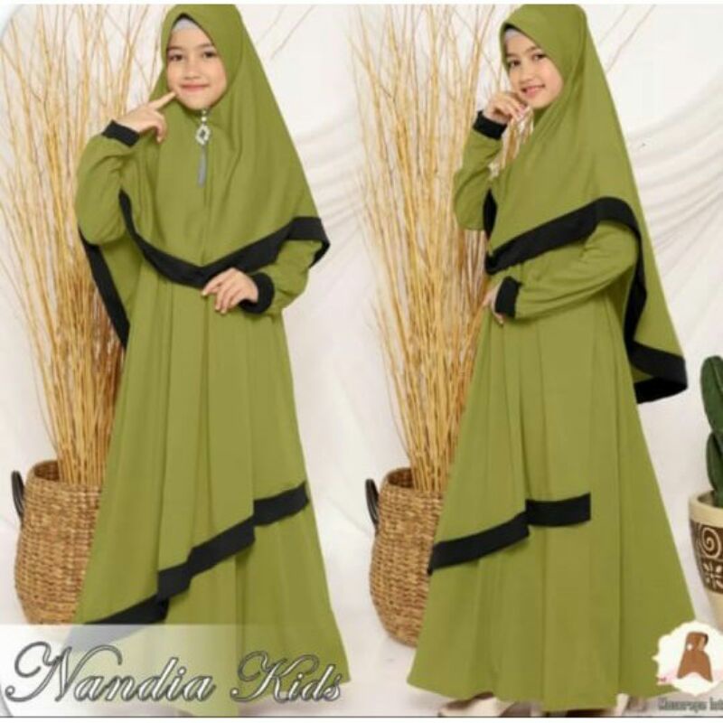 Gamis Anak Nandia kids(free jilbab)usia tanggung baju gamis muslim