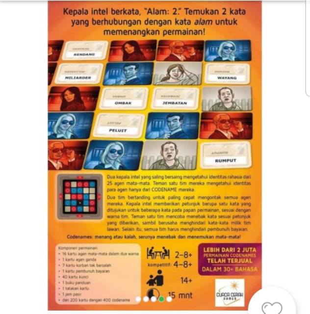 Codenames Board Game Edisi Indonesia Shopee Indonesia