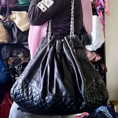 pl Chanel melrose Tote kulit asli besar preloved