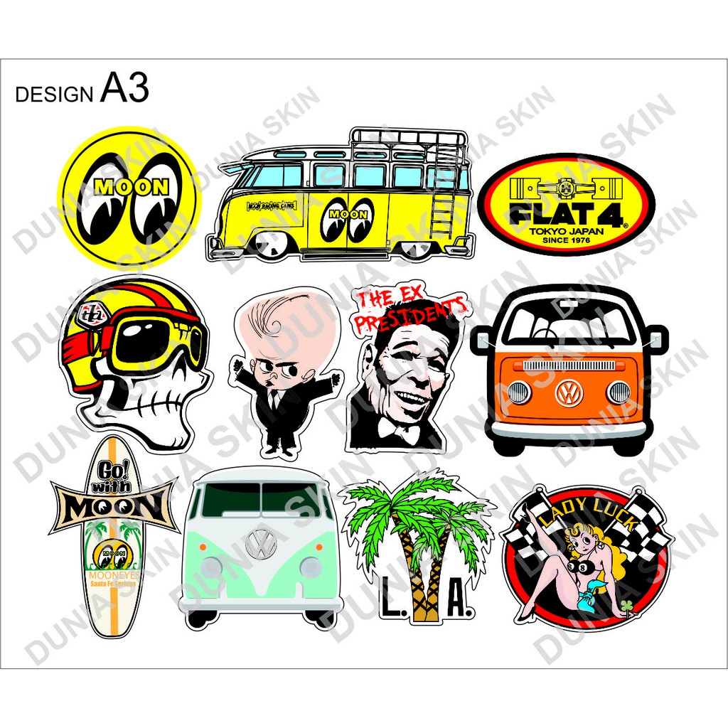 Stiker koper / luggage tag / Travel Label Design A3 VW Combi Car Logo JDM