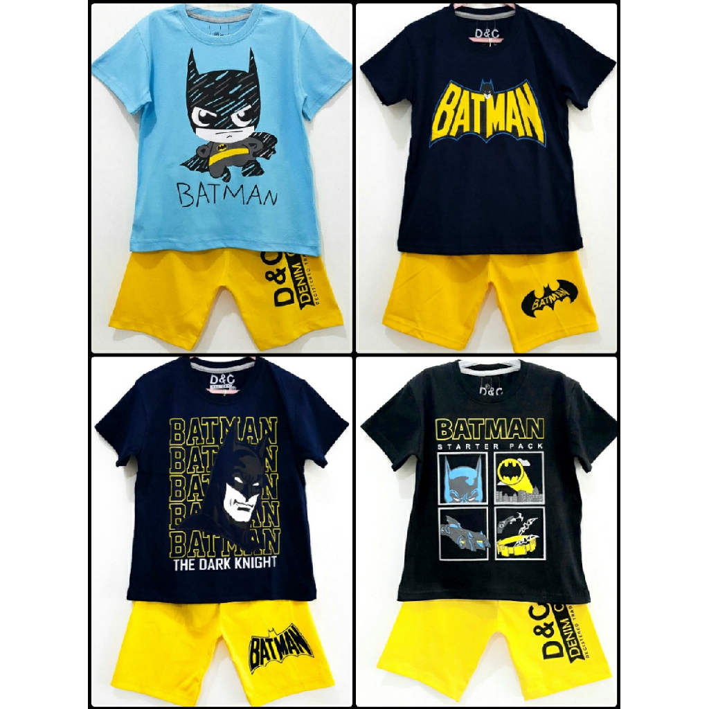 SETELAN BAJU KAOS  ANAK  BATMAN  KAOS  KARAKTER  ANAK  LAKI 