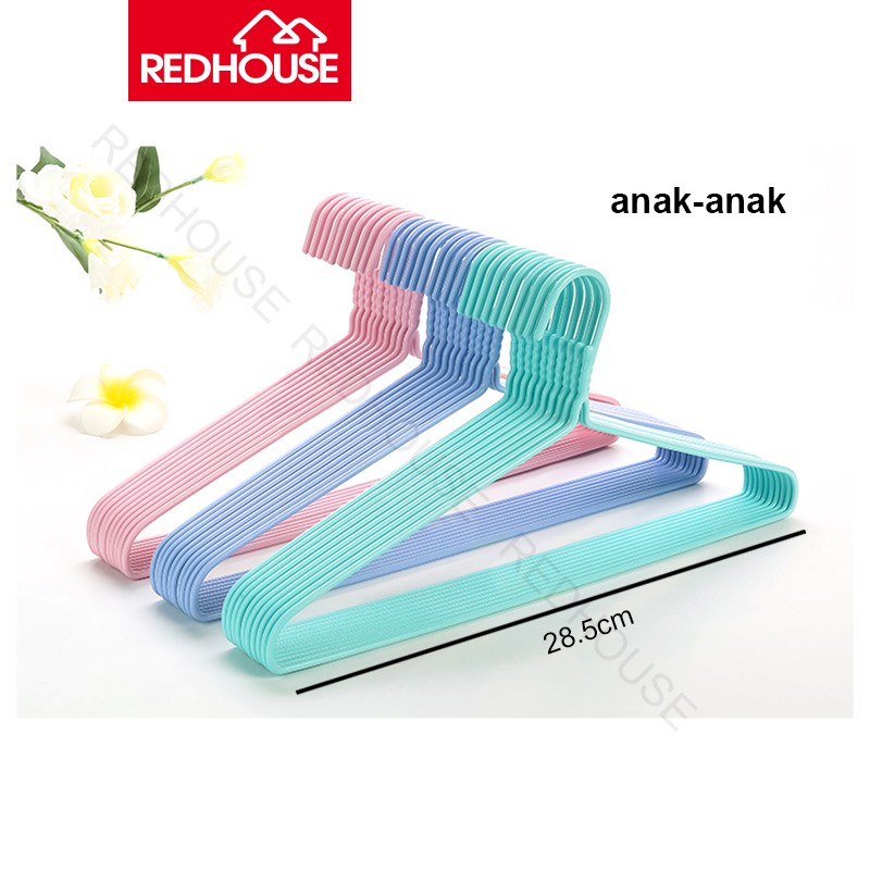 [10 PCS] Gantungan Baju/Hanger Kawat Lapis Plastik Anti Karat Ekonomis