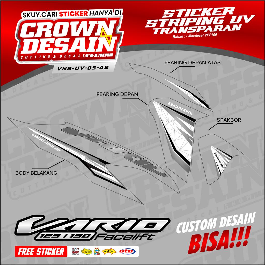 striping vario new 125 150 transparan UV / list body vario new 125 150 new / stiker UV transparan va