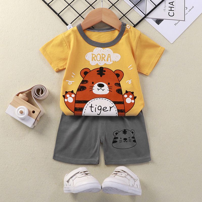 Setelan baju celana bayi laki laki newborn motif karakter / baju tidur anak bayi bahan katun adem